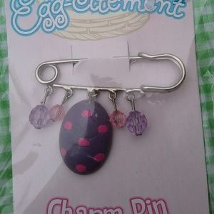 Cute Purple Easter Egg Charm Pin, Spring Brooch